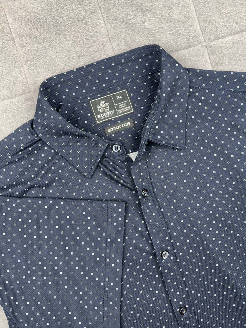 Rugby University Stretch Short Sleeve Button Down Shirt XL